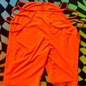 Orange Cutout Shorts